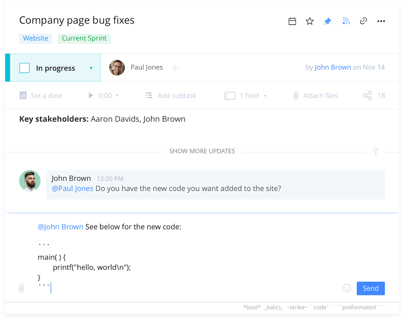 Screenshot of Wrike platform.